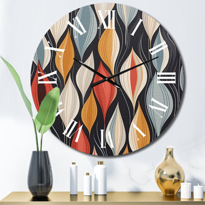Horloge murale en métal Retro AbstractáLeaves II