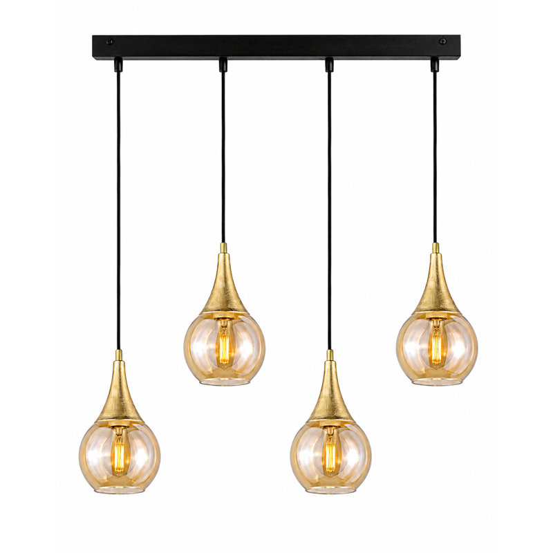 Creasy 4 - Light Kitchen Island Pendant, Black/Gold, Gold