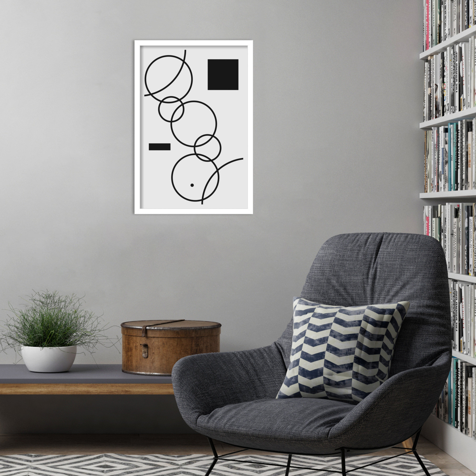 Minimal Shapes No 1 by Jay Stanley, 25" H x 17" W x 1" D, White