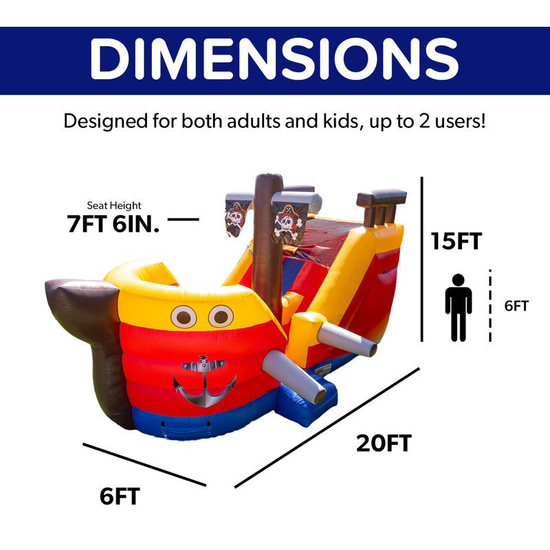 Jeu gonflable de glissade d'eau pour enfants avec bateau gonflable JumpOrange 15 pi