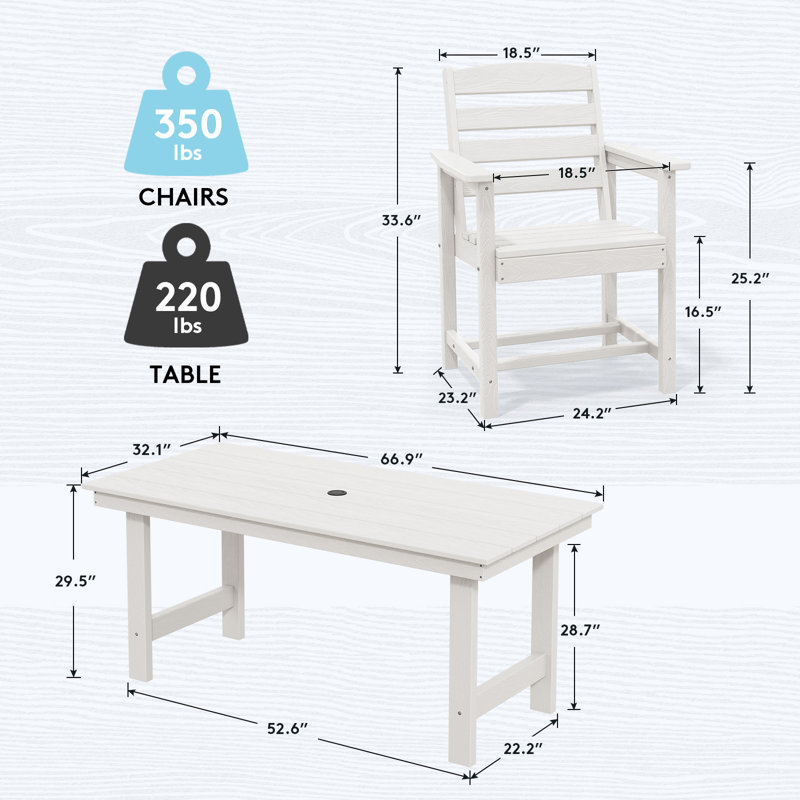HDPE Patio Dining Chair , White