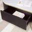 Table de bout glamour en faux marbre blanc avec rangement dissimulé et structure en métal noyer foncé