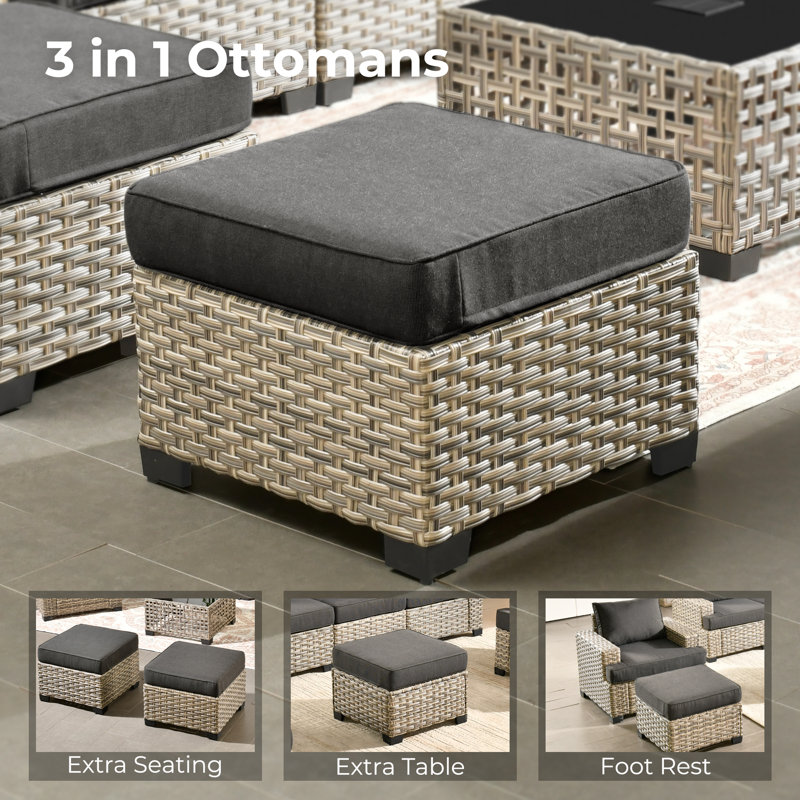 7 Piece Sofa Seating Group With Cushions, Black