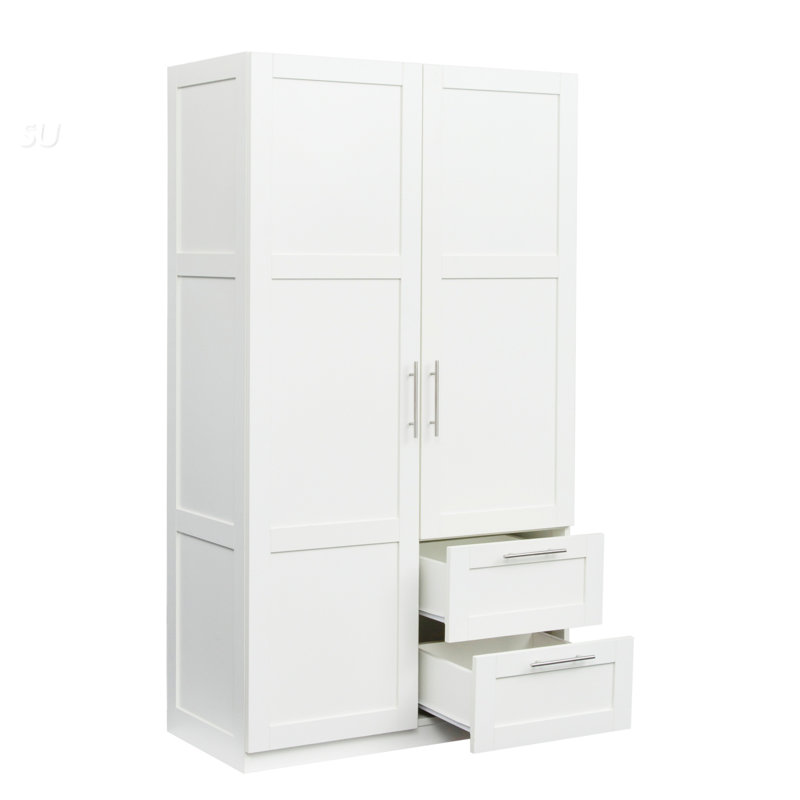 Garde-robe et armoire de cuisine en mélamine de haute qualité avec 2 portes, 2 tiroirs et 5 espaces de rangement