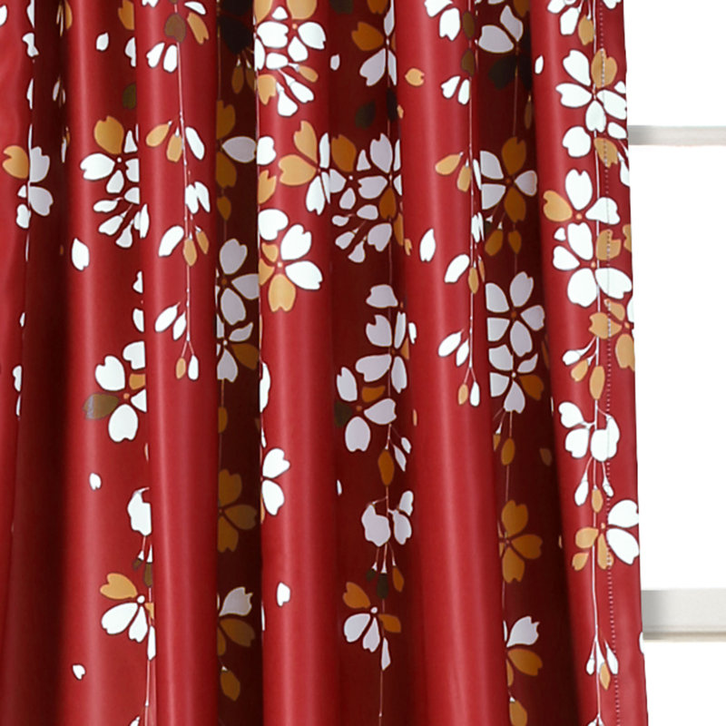 Room Darkening Curtain Pair, 132cm W x 213cm L, Red/White