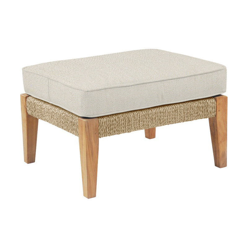 Hadley Outdoor Ottoman, Canvas Rain, Hadley Natural Rope