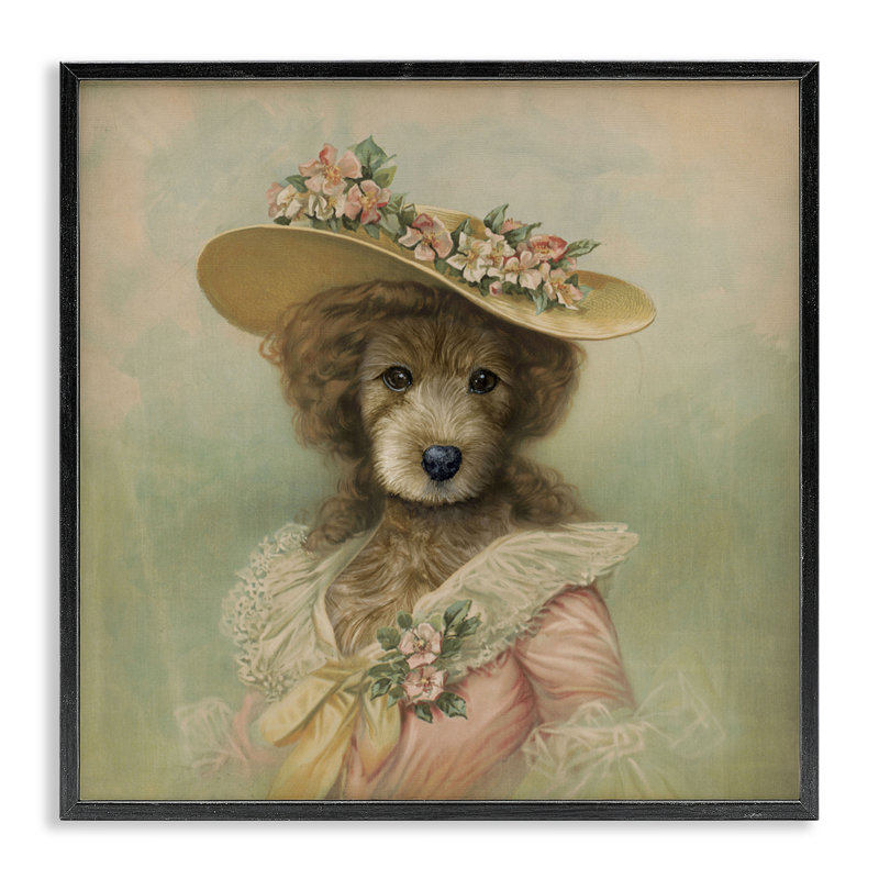 Chien féminin rétro avec giclée encadrée, design par Brett Blumenthal, Giclée encadrée noir minuit, H 12 po x l 12 po