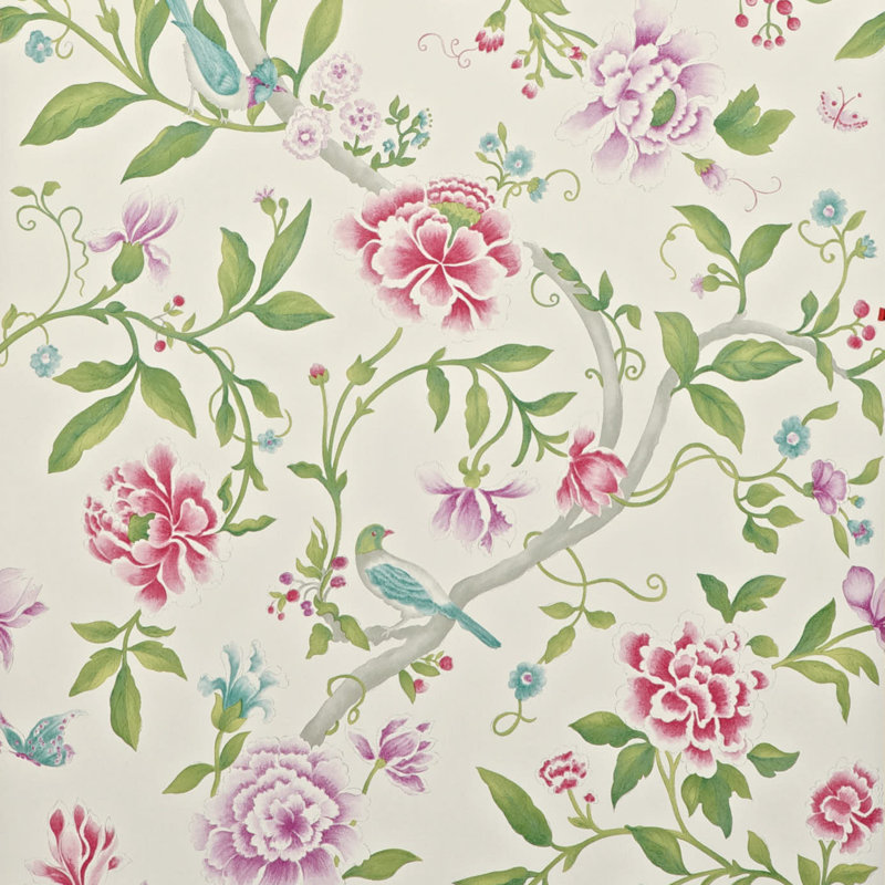 Porcelain Garden 10.05m x 68.6cm Matte Wallpaper Roll, Pink