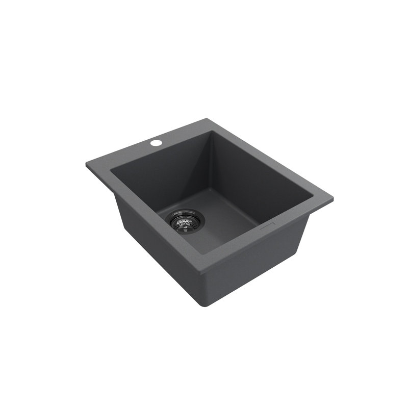 Campino 16'' L Single Basin Kitchen Sink, Concrete Gray