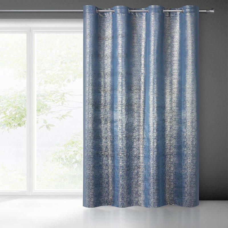 Mabel Eyelet Blackout Curtain, Light Blue
