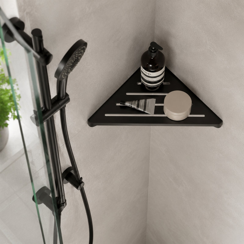 Tablette de douche Melvonia, Noir mat