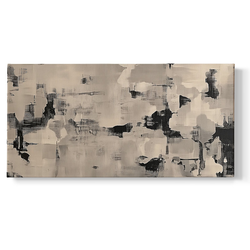 Série abstraite-XXXIV- Toile tendue avec châssis tendue, prête à être accrochée, H 17 po x l 33 po, Doré
