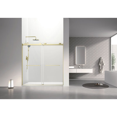 Transolid Olenna semi-frameless bypass sliding shower door, 60 in. W x 62 in. H, 5/16 in. clear tempered glass
