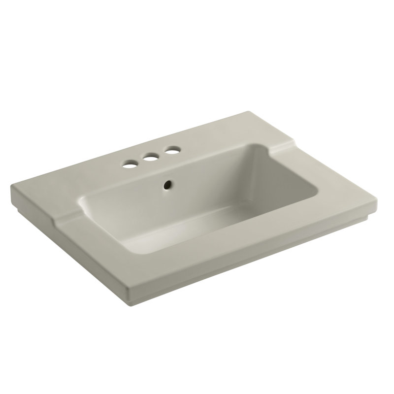 Tresham Vanity-Top Bathroom Sink with Single Faucet Hole, Biscuit, 8'' Centers