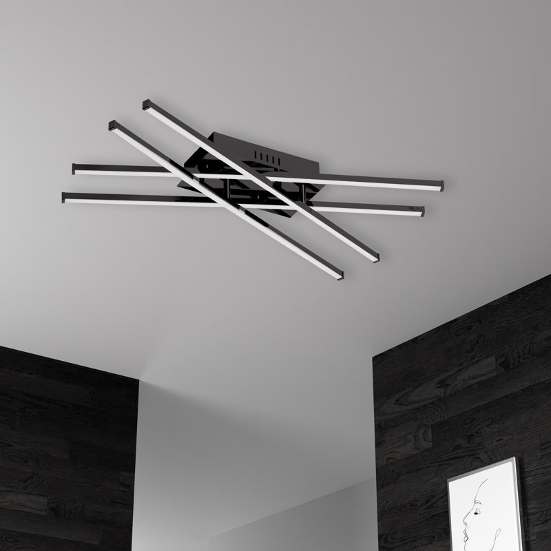 Plafonnier encastré linéaire moderne Spoutnik 24 po Summit Light, Noir mat