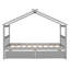 Lit simple pour enfant avec tiroirs - Lit plateforme en bois pour rangement et salle de jeux imaginative, noyer-69752957-69752958