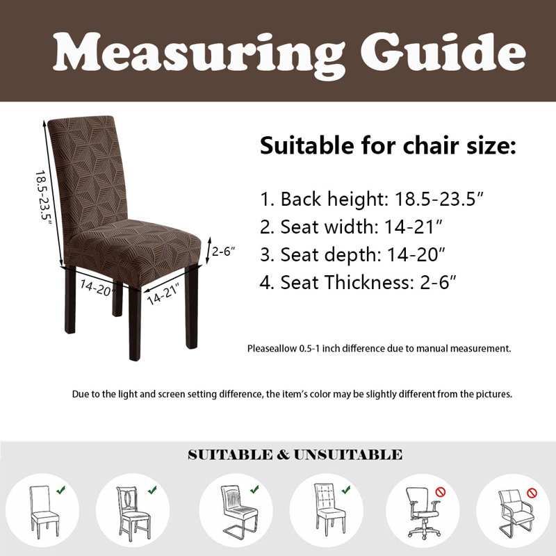 Housses de chaises de salle à manger extensibles pour chaises Parsons, ensemble de 6, Brown