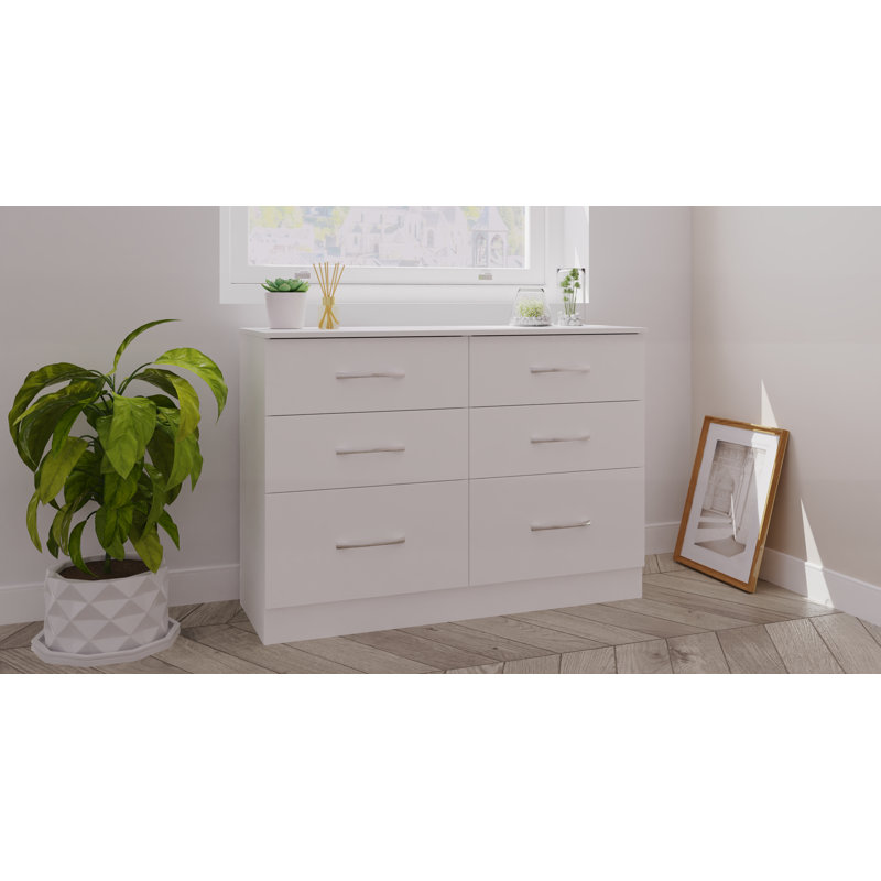 Fully Assembled Alinuswe 6 - Drawer Chest of Drawers, White Matt