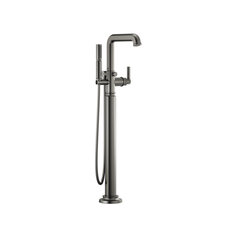 Invari® Single-Handle Floor Mount Tub Filler, Lever, Luxe Steel