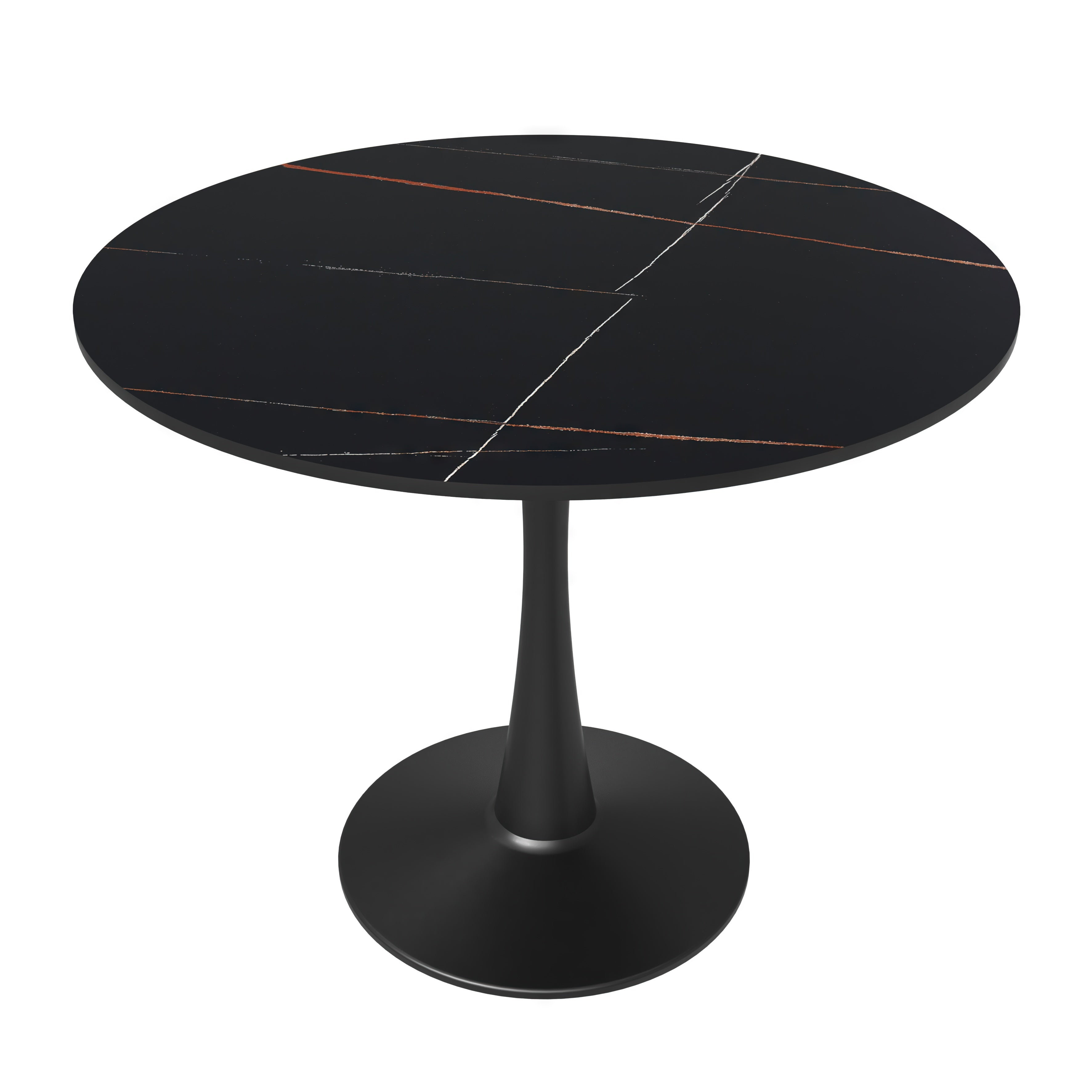 Ebern Designs Bristol Round Dining Table Black Base with Sintered Stone ...