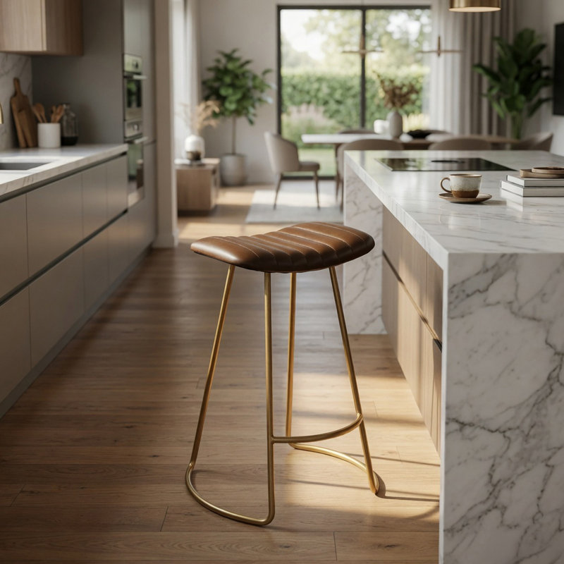 Tabouret de comptoir 25,5 po Calnie, Doré, Marron, Tabouret de comptoir (hauteur d'assise de 25,5 po)