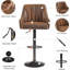 Ensemble de 4 tabourets de bar pivotants réglables en similicuir, hauteur de comptoir rembourrée avec tabouret à haut dossier pour îlot de cuisine, brun-895838035