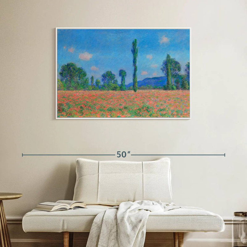 Champ de coquelicots, Giverny, 1891, Cadre flottant blanc, 40 po x 27 po