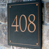 Black Granite Square Trajan Engraved 1-Line Address Sign