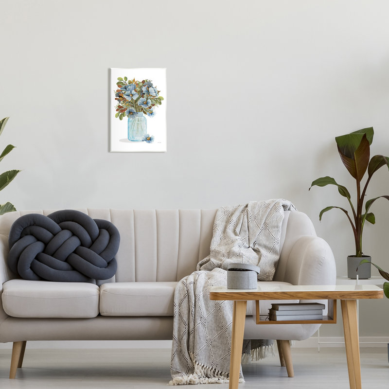 «Blue Blooming Floral Bouquet Floater», art mural par Cindy Jacobs, H 15 po x l 10 po x P 0,5 po, Bois