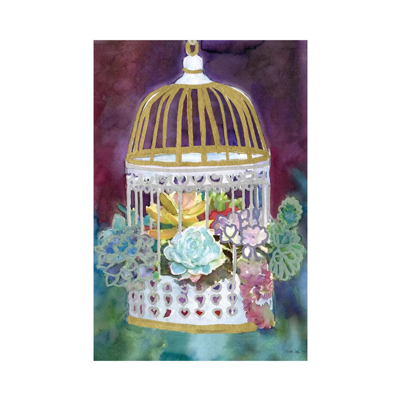 Succulent Bird House - Painting on Canvas, Wrapped Canvas, 30.48cm H x 20.32cm W x 1.91cm D