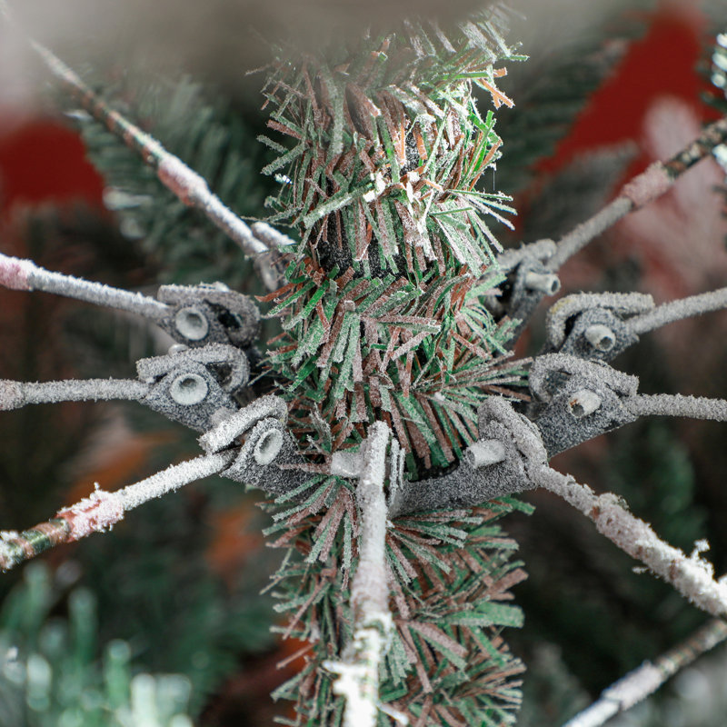 Arbre de Noël artificiel 9 pi 9 pi, arbre de Noël à charnière floqué avec pointes 1939, base en acier