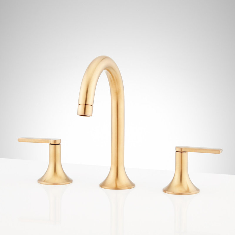 Lentz 1.2 GPM Widespread Bathroom Faucet with Lever Handles, Brushed Gold, Lever Handle