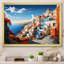 «Colorful Santorini Cityscape Popart III», reproduction d'art sur toile-1390996572-1390996566