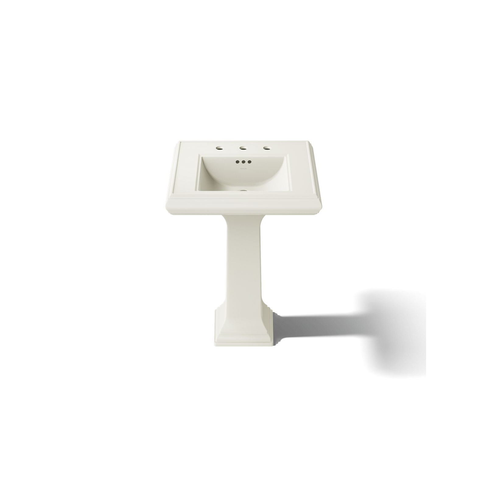 Memoirs 26.375" Tall Rectangular Pedestal Bathroom Sink with Overflow, Biscuit, 4" Centers