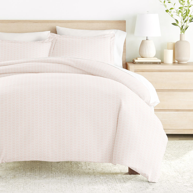 Ensemble de housse de couette en microfibre à motif de literie ultra douce en rose classique