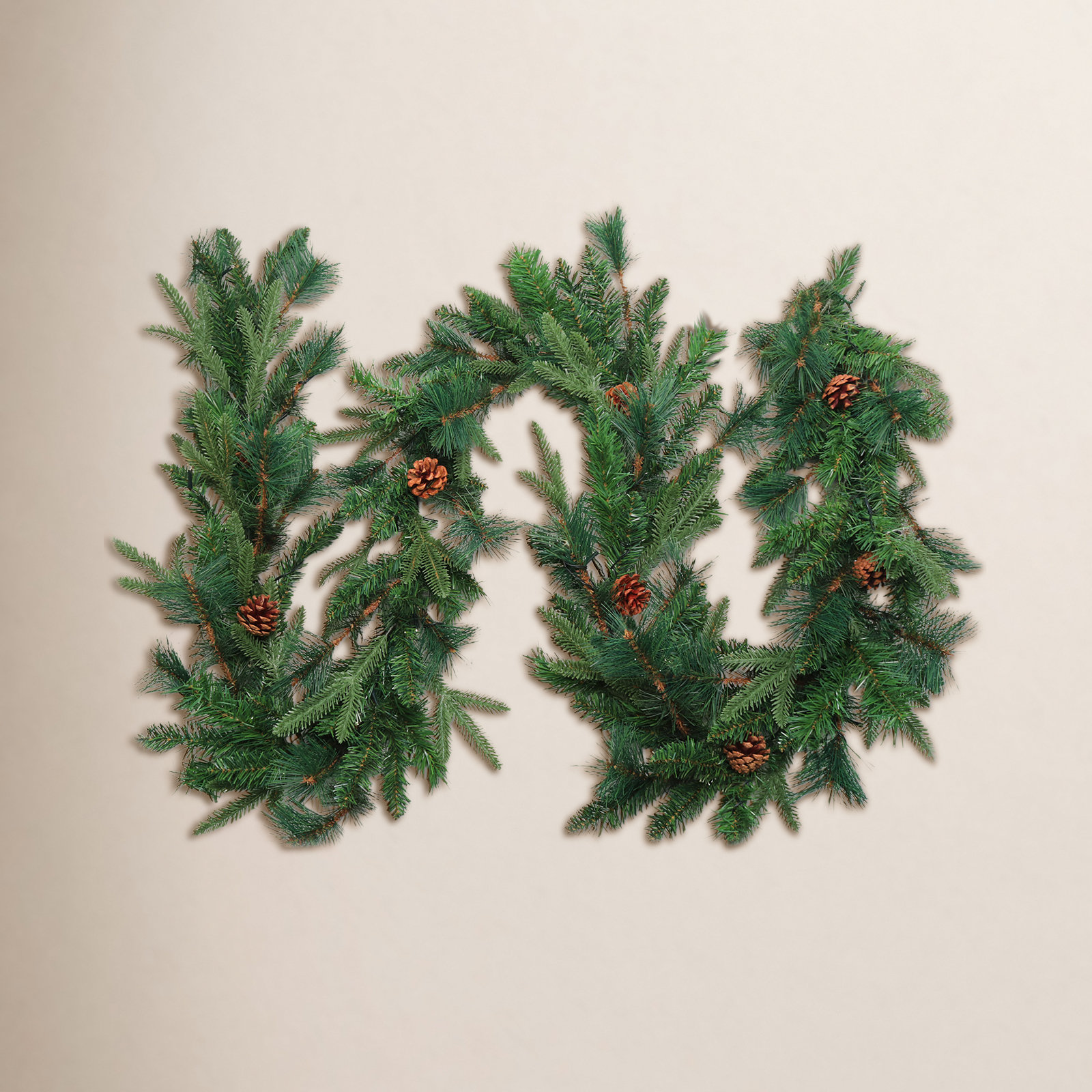 12'' in. Lighted Faux Pine Garland, 9' L
