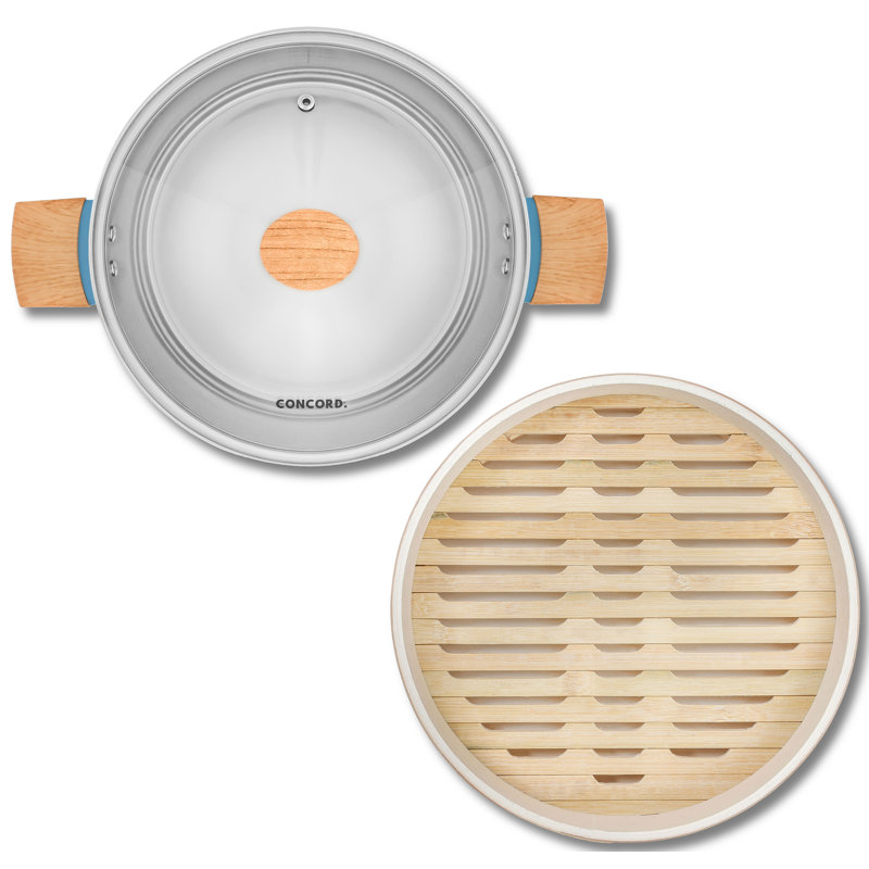 Batterie de cuisine en acier inoxydable Concord, Lagon / bambou