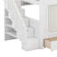 Lit superposé double au-dessus de double avec rideaux d'intimité, lumières DEL sous le lit, escalier de rangement et tiroirs
