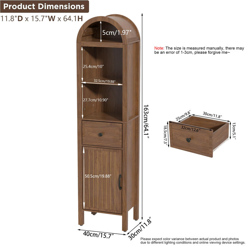 Armoire de rangement de 64 po de hauteur avec tablettes réglables, Noyer