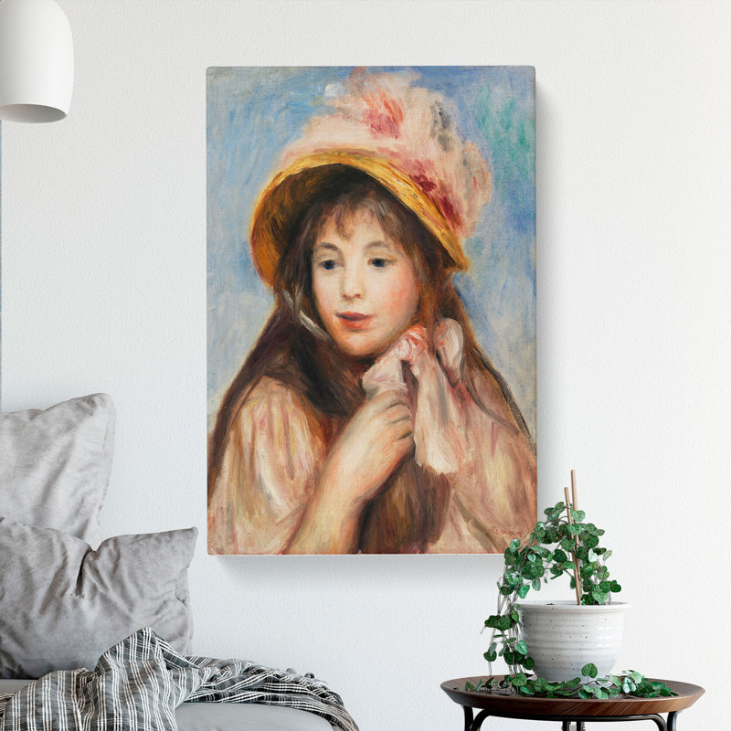 Girl With Pink Bonnet by Pierre-Auguste Renoir - Wrapped Canvas, 76cm H x 50cm W x 3cm D