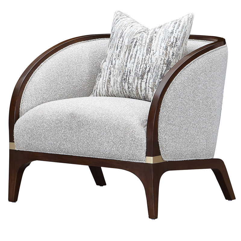 Houston Bouclé Accent Chair - Pebble Gray/Walnut