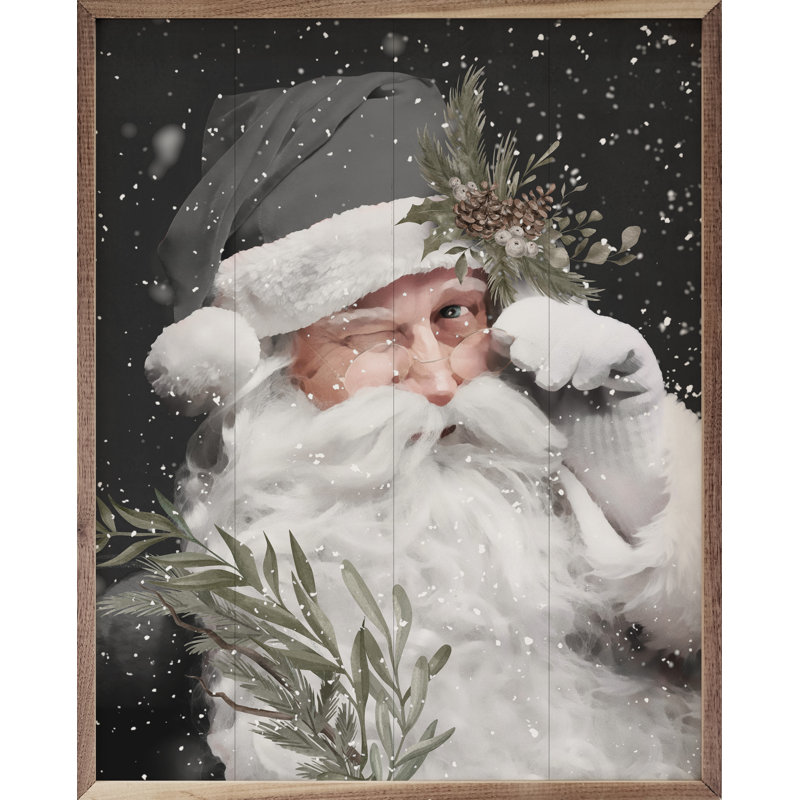 Père Noël en niveaux de gris, H 10 po x l 8 po
