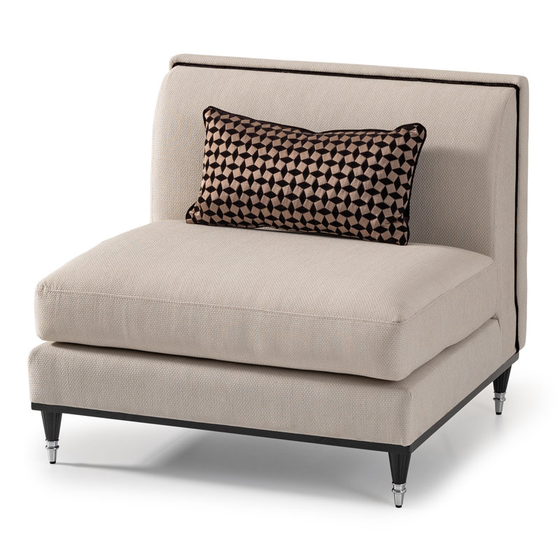 La Francaise 39'' Wide Slipper Chair, Cream/Ivory Polyester Blend