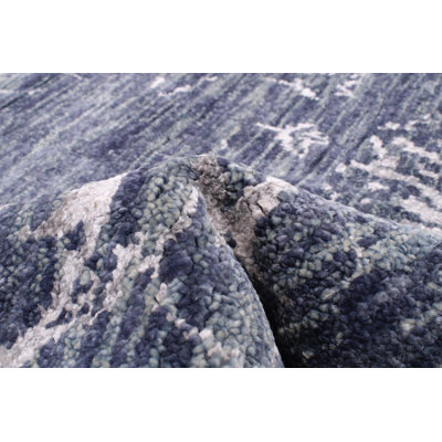 One-of-a-Kind 9'1" X 12'1" New Age Wool Area Rug in Blue