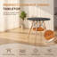 Table de salle à manger ronde scandinave noire de 31,5 pouces avec panier suspendu et pieds en bois naturel