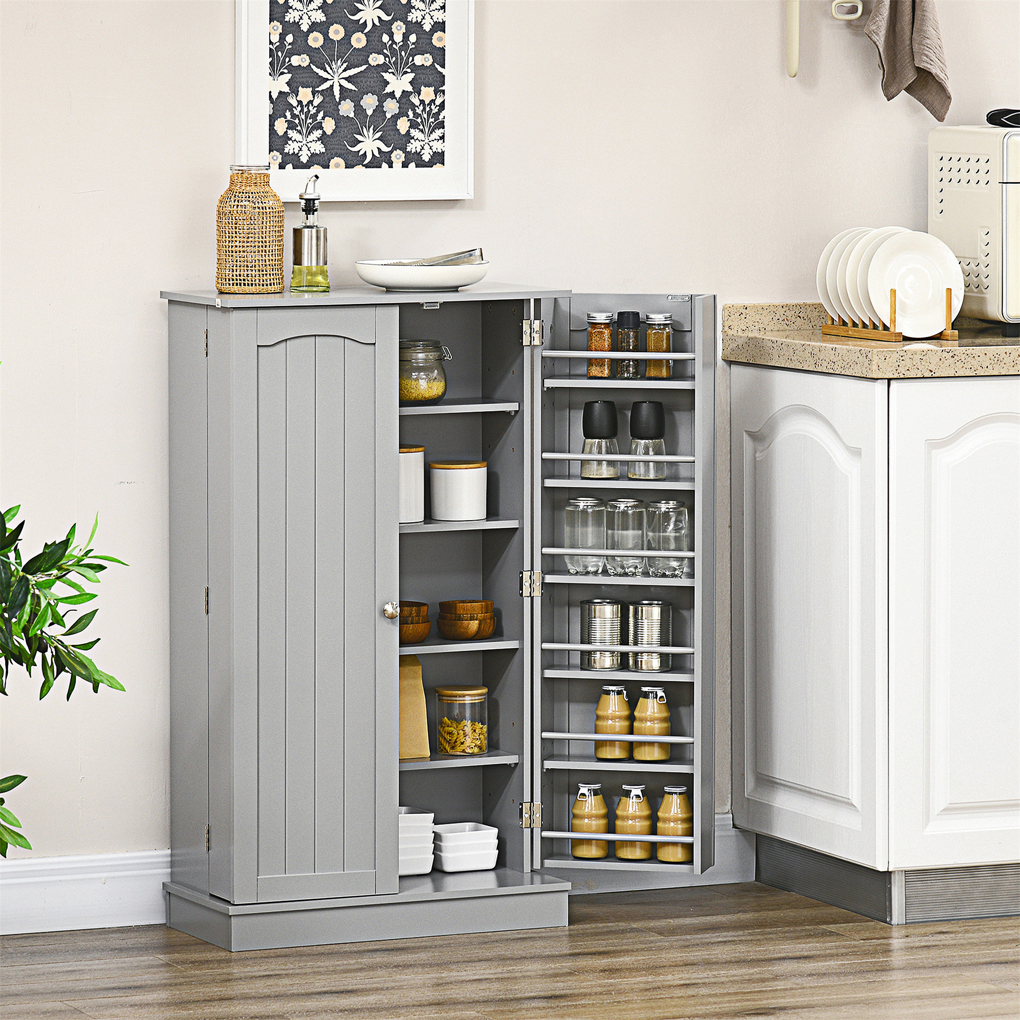 Lark Manor HOMCOM 41" Kitchen Pantry Storage Cabinet, Freestanding ...