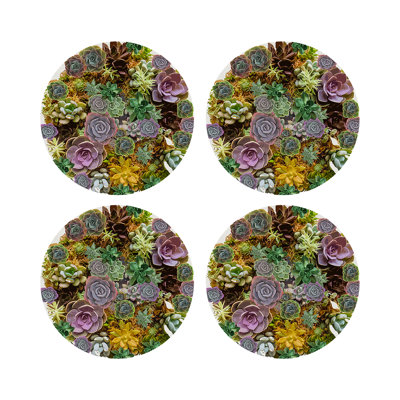 Succulents Vegan Leather Round Pebble Placemat