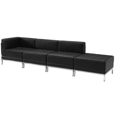 Ensemble de chaise modulaire et repose-pieds 4 pièces Hercules LeatherSoft avec dossier et siège tendus