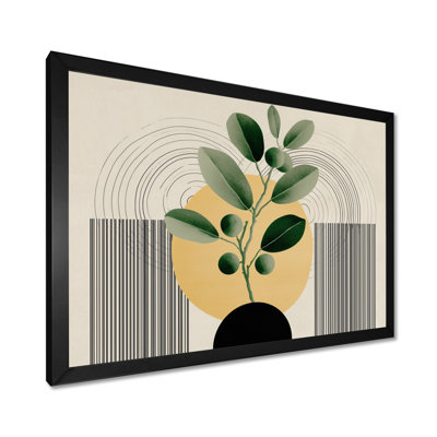 Green And Black Bohemian Minimalist Geometric Plant - Botanicals Wall Decor, Green Botanical Framed Wall Art