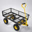Chariot de chariot robuste avec pneus gonflables pour un transport efficace du bois de chauffage et du jardin, jaune et noir